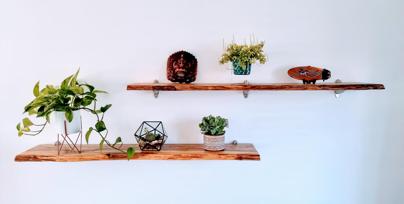 Custom Waney Edge Oak Shelves